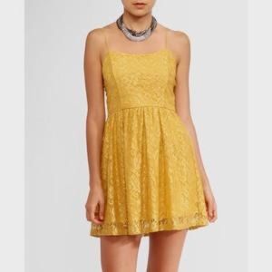 Yellow Lace Spaghetti Strap Dress Size M